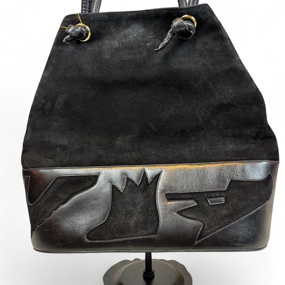 Salvatore Ferragamo EUC vintage suede & leather hobo shoulder bag unique design - Picture 2 of 10